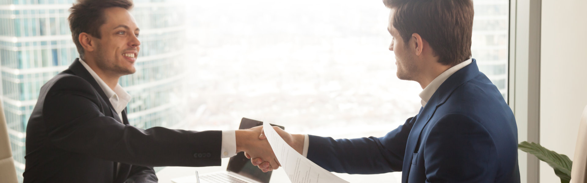 business man and loaner shaking hands