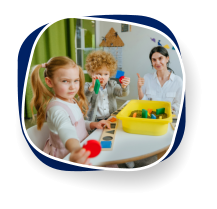 kids playing with woman