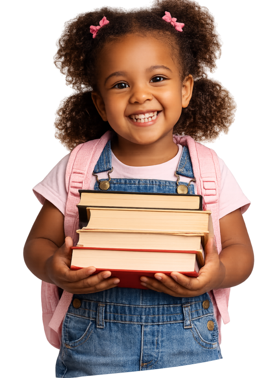 girl smiling holding books