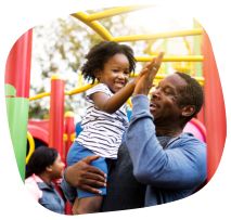kids playing with woman