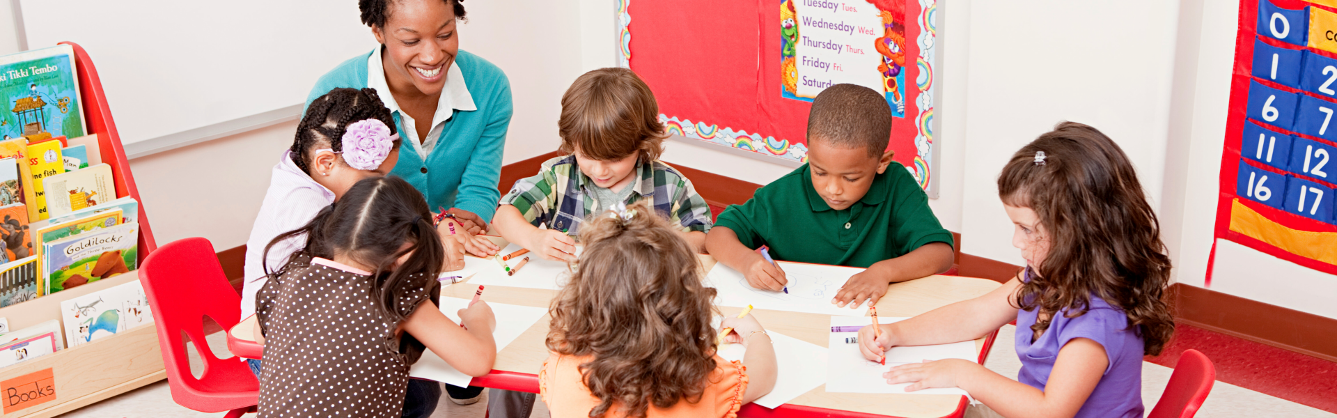 group of kids writing
