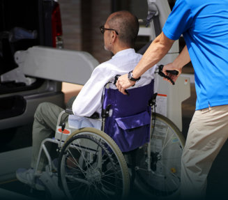 man assist the elderly man