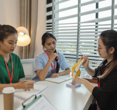 the three doctors are meeting to exchange new knowledge and information