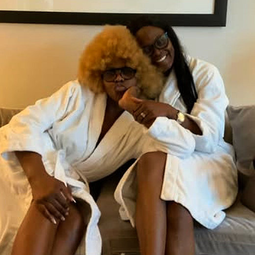 two person smiling