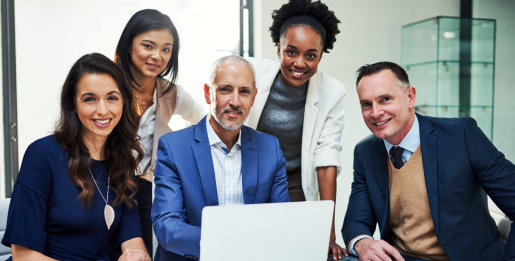group of professional people working together