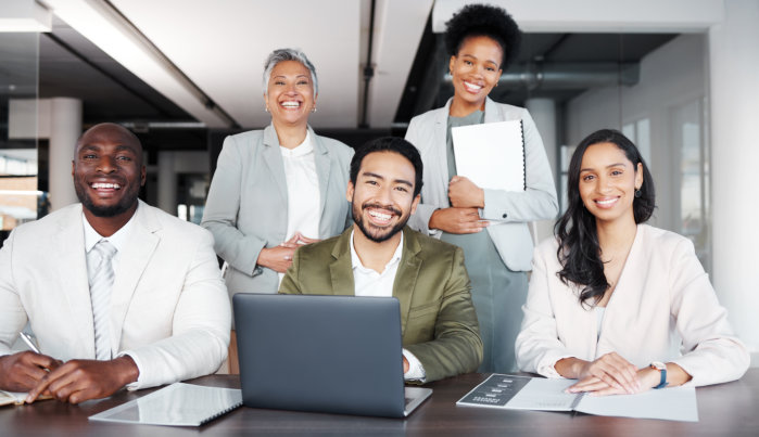 professional people smiling together