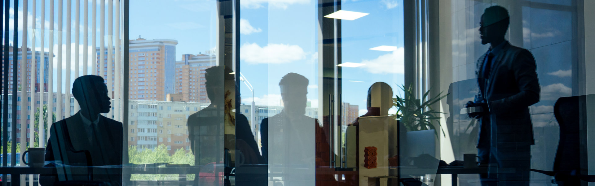 Silhouetted Business Team