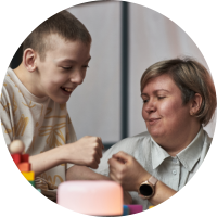 woman having a session with little boy