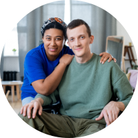 two people smiling