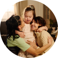 woman are having fun with children