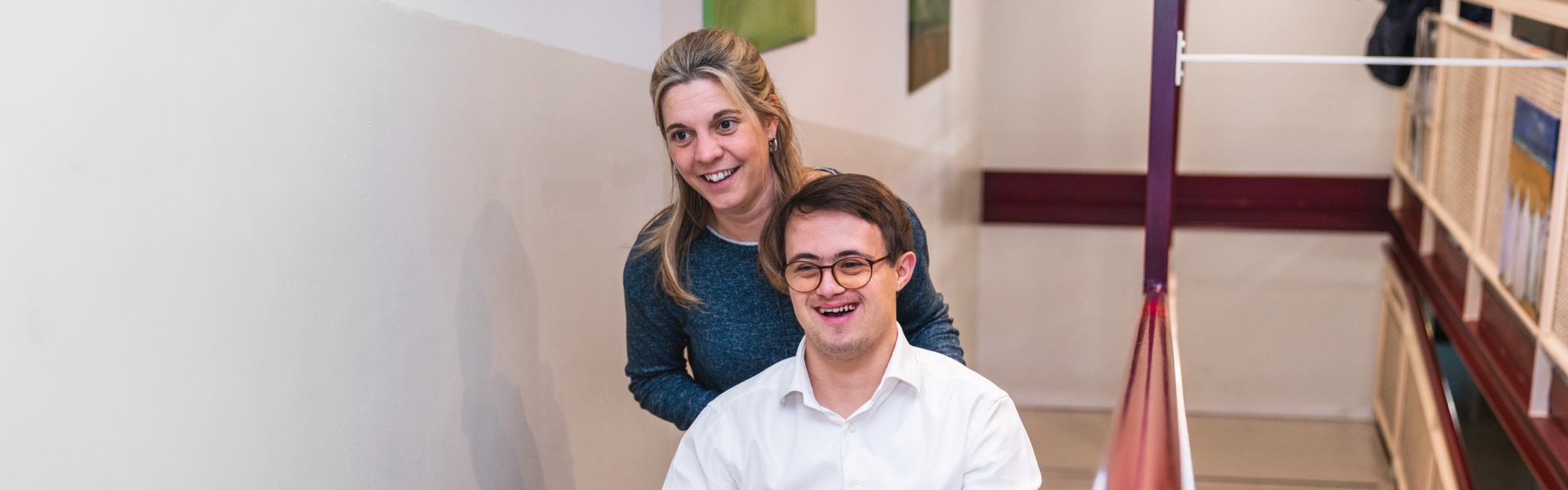 two people are smiling
