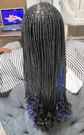 woman gets braid left side