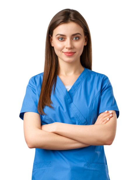 female caregiver smiling