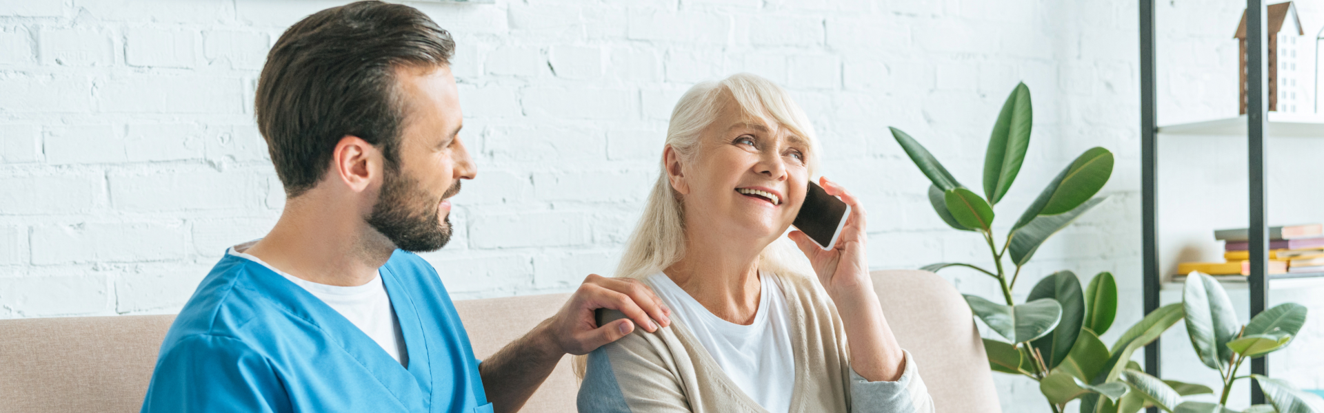 Caregiver assist the old woman